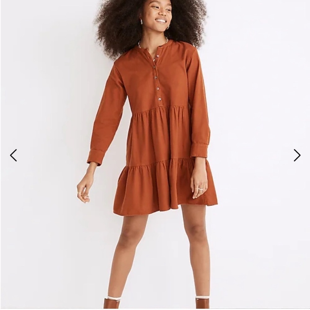 Madewell Terracotta Long Sleeve Dress